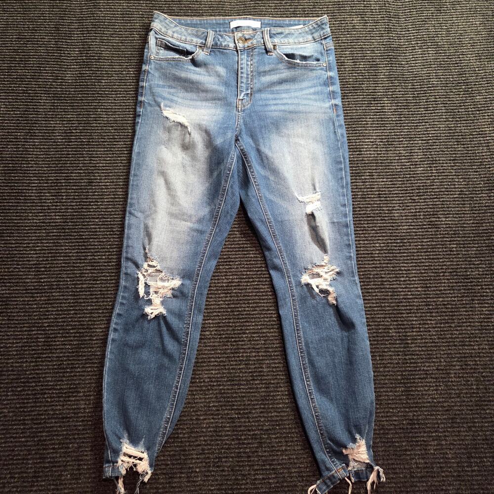 Women’s Eunina Crops/ Capris, Clara High Rise Skinny Sz 9 Distressed Medium Wash